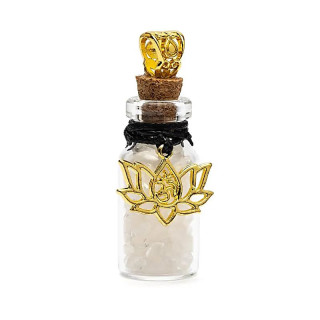 Fiole cadeau avec cristal de roche et lotus | Pieralune