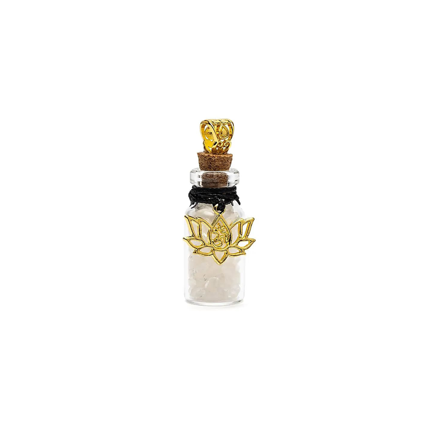 Fiole cadeau avec cristal de roche et lotus | Pieralune