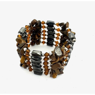 Tiger Eye Magnetic Wrap Bracelet with Beads