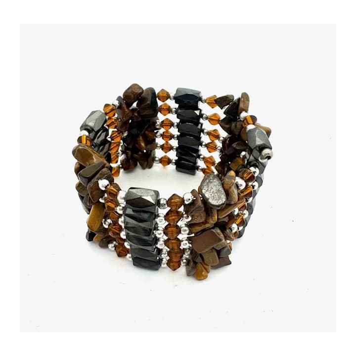 Tiger Eye Magnetic Wrap Bracelet with Beads