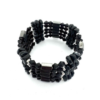 Onyx Magnetic Wrap Bracelet with Black Beads