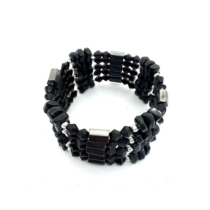 Onyx Magnetic Wrap Bracelet with Black Beads