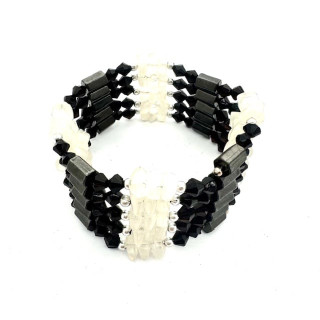 Rock Crystal Magnetic Wrap Bracelet with Black Beads