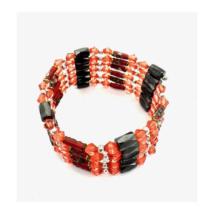 Strawberry Magnetic Wrap Bracelet with Beads