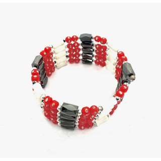 Red Magnetic Wrap Bracelet with Beads