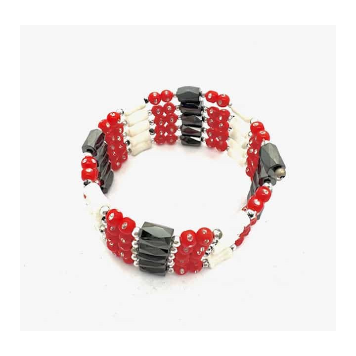 Red Magnetic Wrap Bracelet with Beads