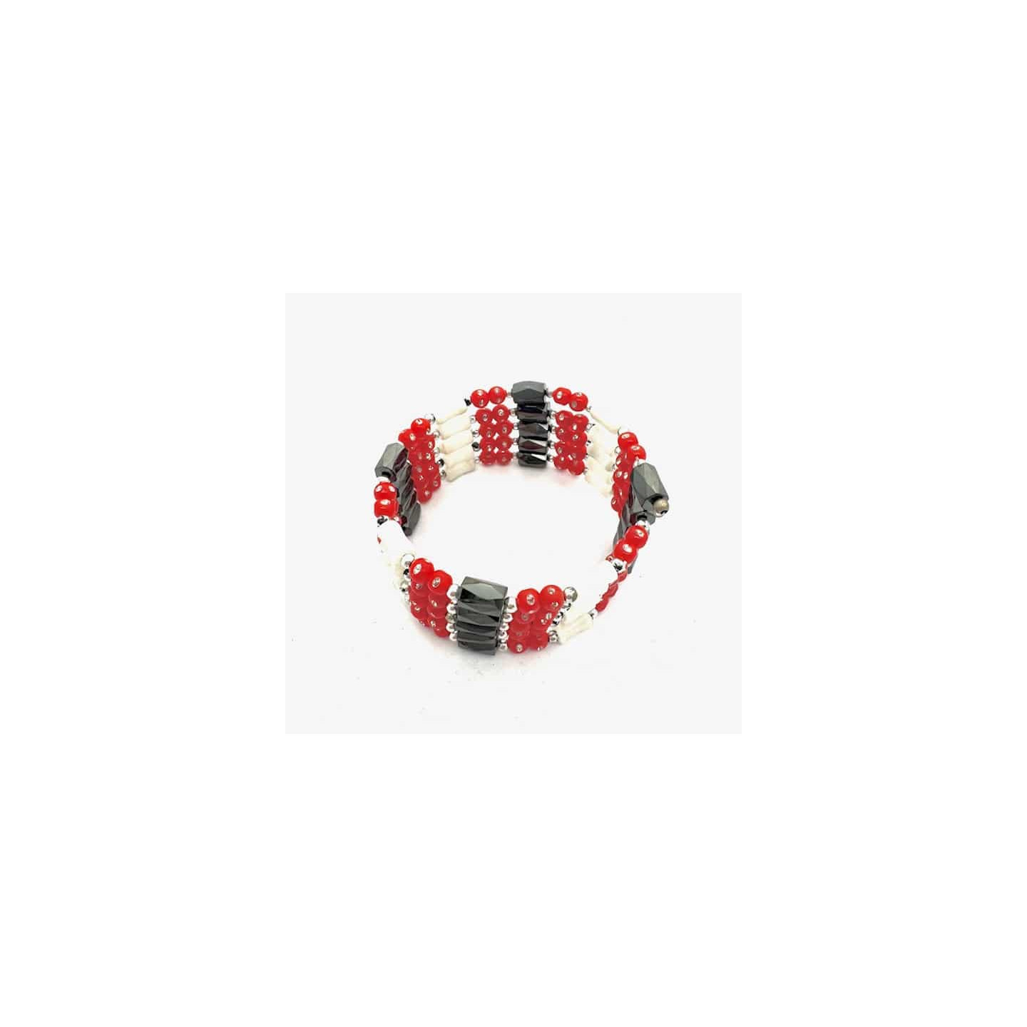 Red Magnetic Wrap Bracelet with Beads