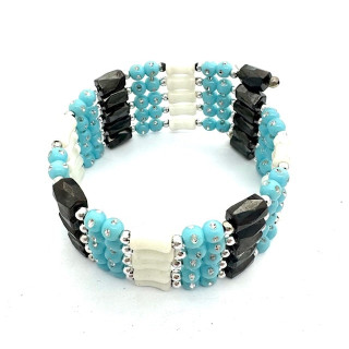 Light Blue Magnetic Wrap Bracelet with Beads