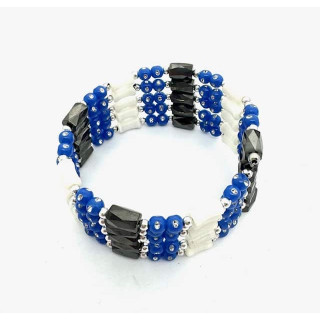 Blue Magnetic Wrap Bracelet with Beads