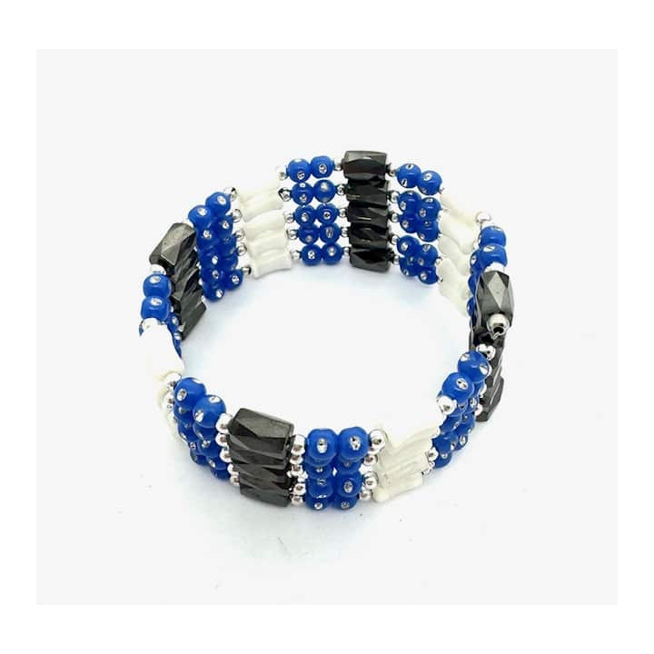 Blue Magnetic Wrap Bracelet with Beads