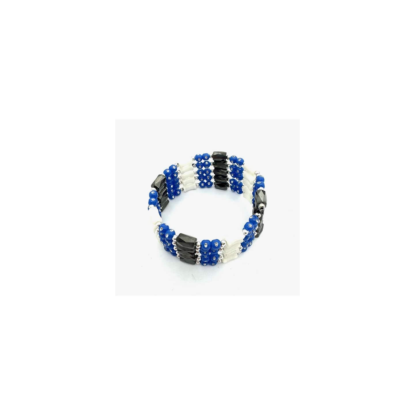 Blue Magnetic Wrap Bracelet with Beads
