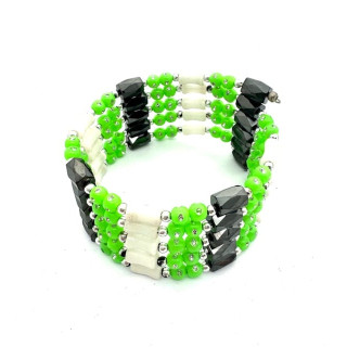 Green Magnetic Wrap Bracelet with Beads
