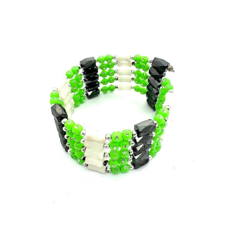 Green Magnetic Wrap Bracelet with Beads