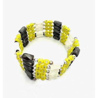 Yellow Magnetic Wrap Bracelet with Beads