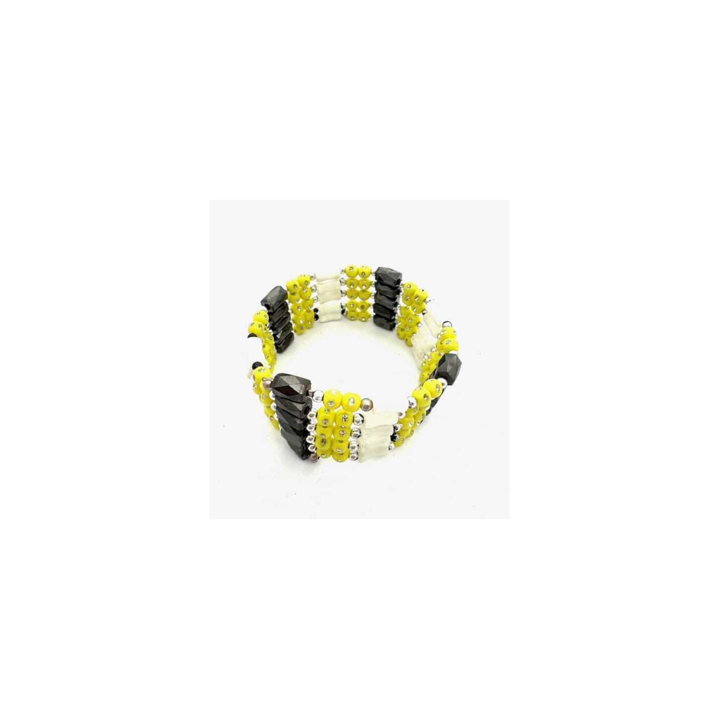 Yellow Magnetic Wrap Bracelet with Beads