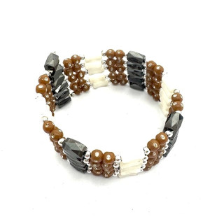 Brown Magnetic Wrap Bracelet with Beads