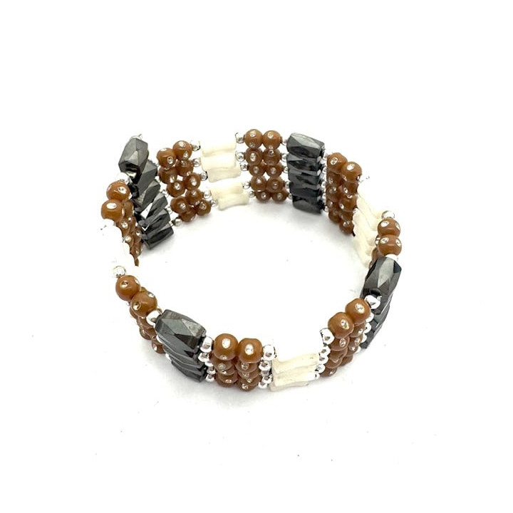 Brown Magnetic Wrap Bracelet with Beads