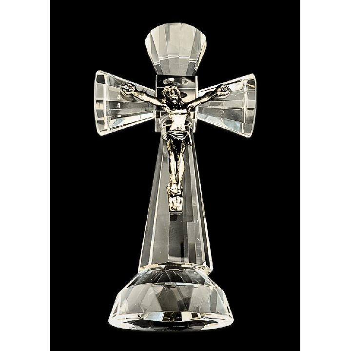 Crystal Glass Crucifix with Jesus – 13.5 cm