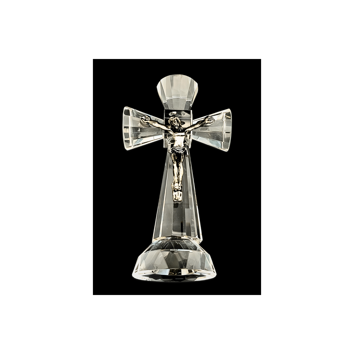 Crystal Glass Crucifix with Jesus – 13.5 cm