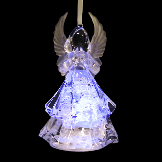Crystal statue angel with book on cord