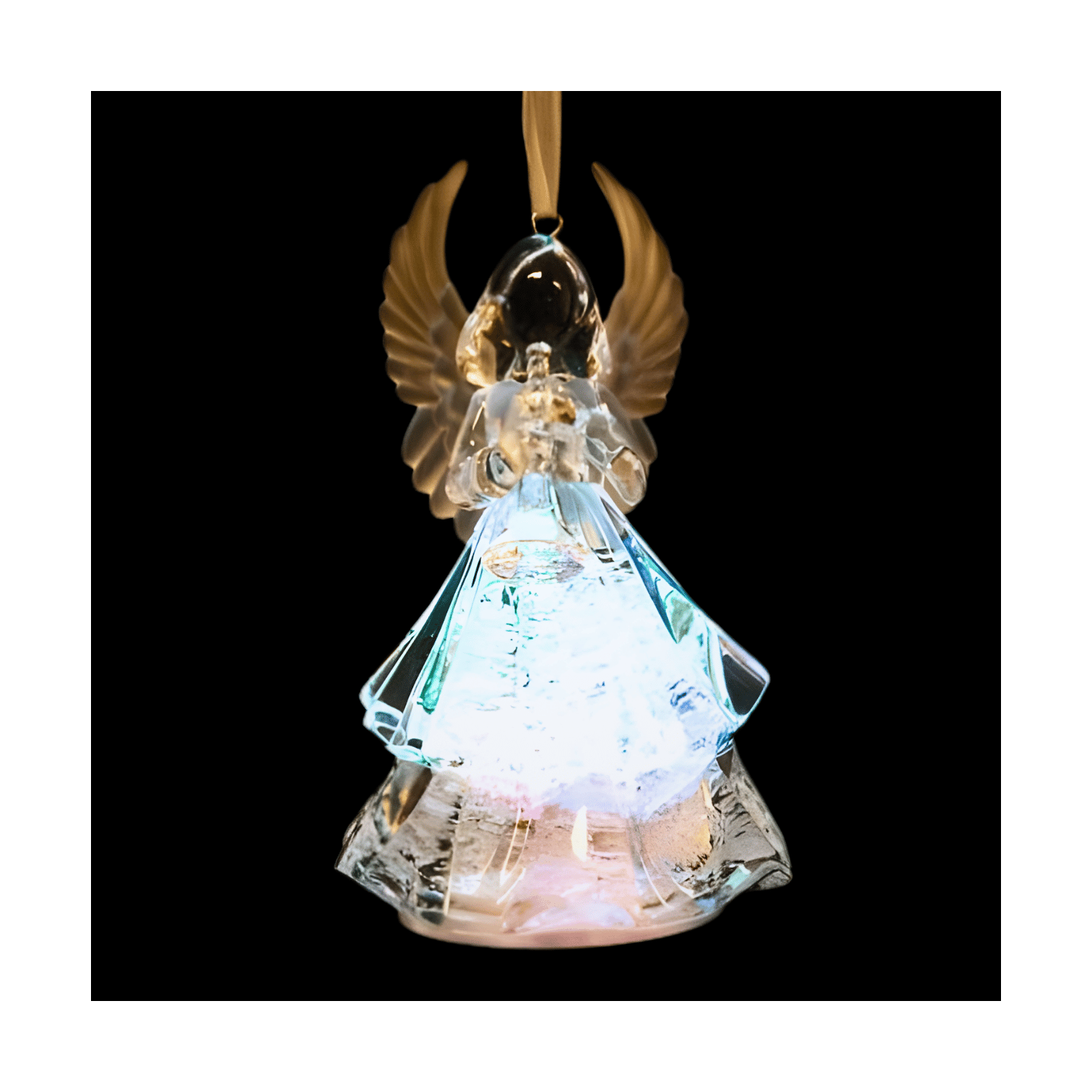 Crystal statue angel with trompet on cord