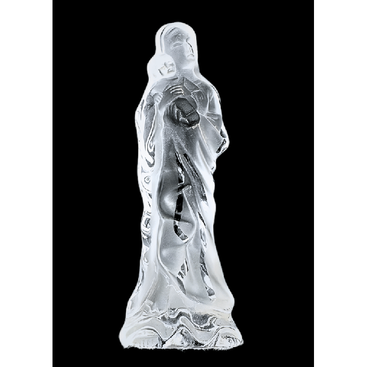 Crystal Glass Mother and Child Statue with Chain – 10 cm