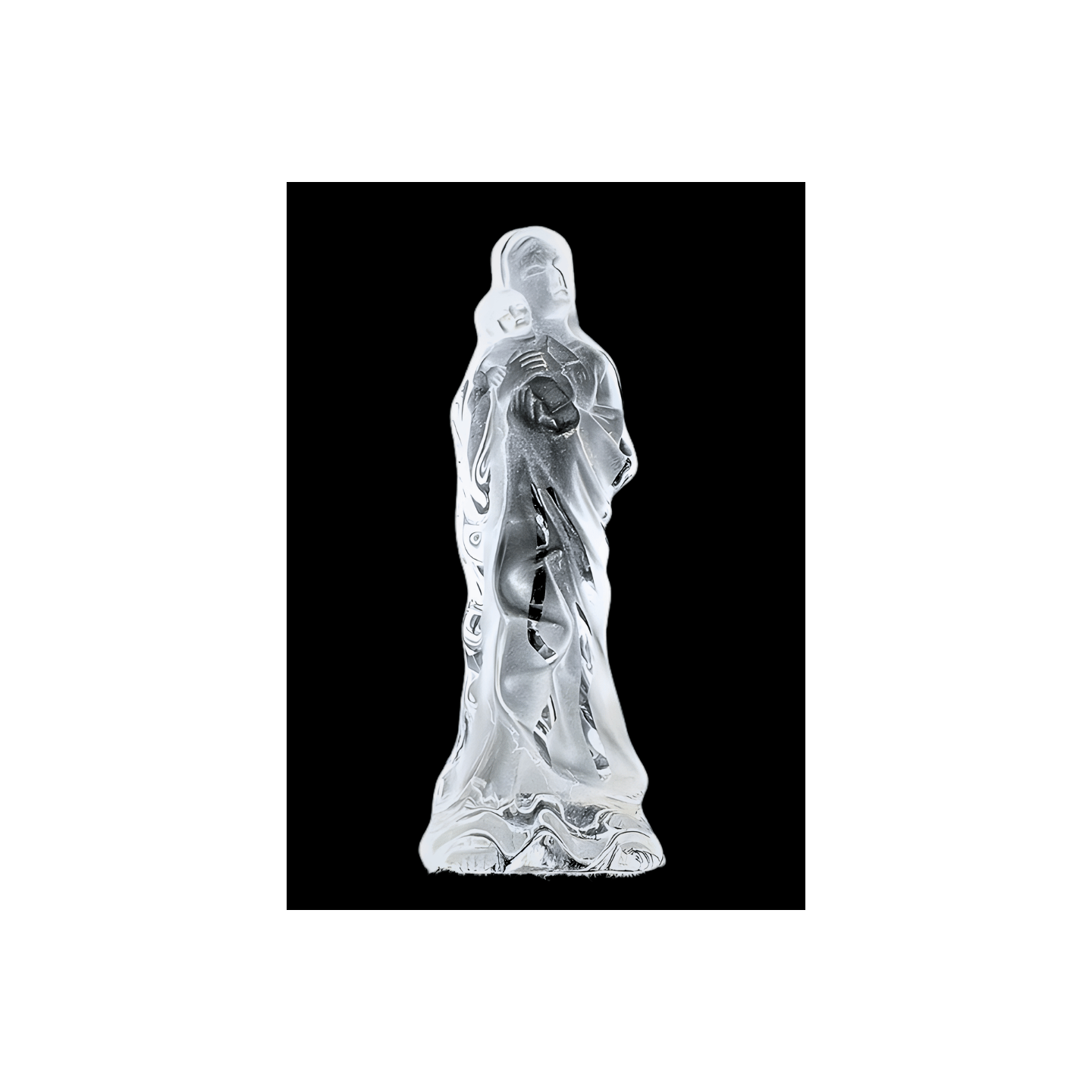 Crystal Glass Mother and Child Statue with Chain – 10 cm