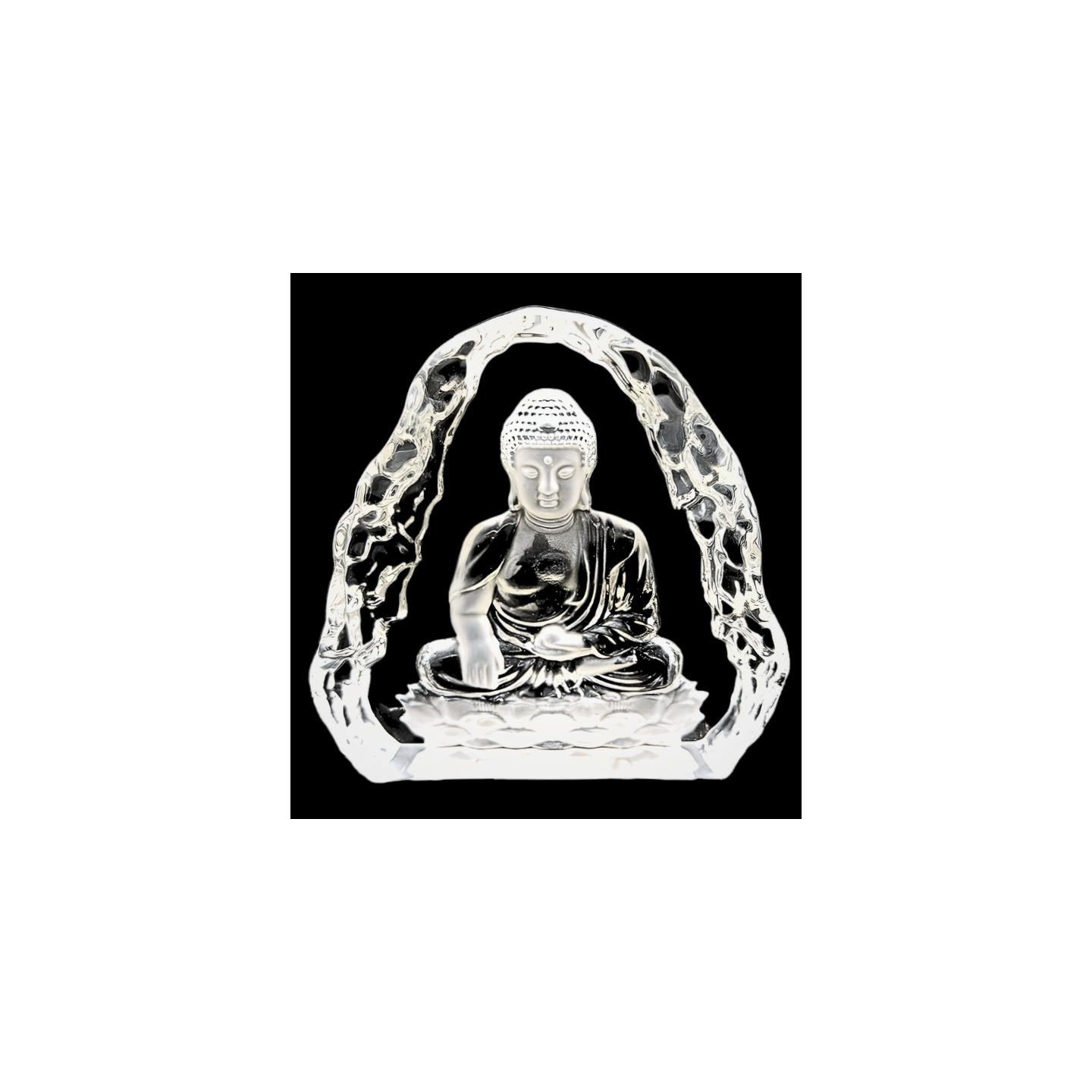 Flat Crystal Glass Sitting Buddha – 16 cm