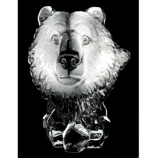 Crystal Glass Bear Head Statue – 18 cm