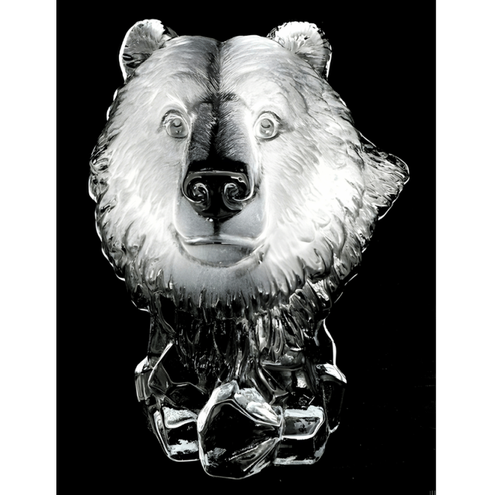 Crystal Glass Bear Head Statue – 18 cm