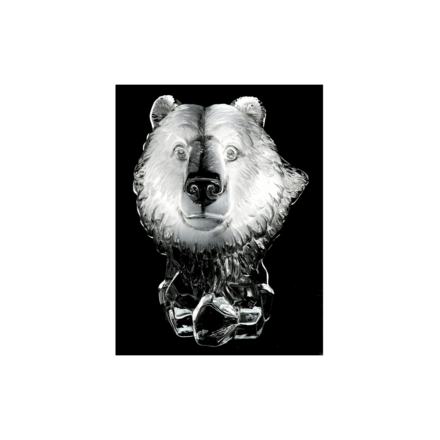 Crystal Glass Bear Head Statue – 18 cm
