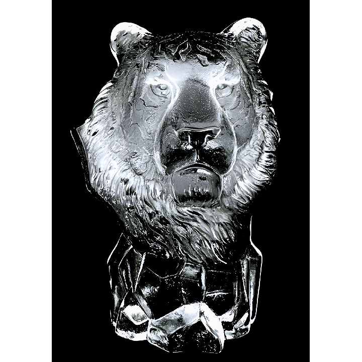Crystal Glass Tiger Head Statue – 18.5 cm