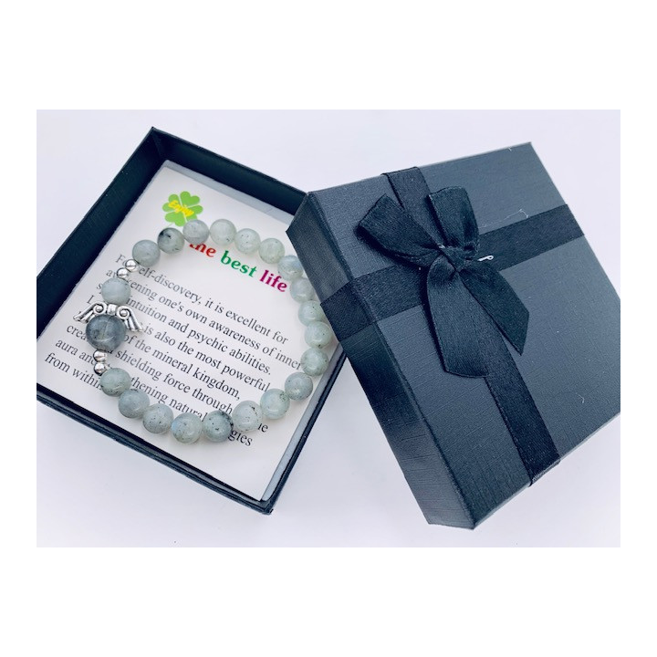 8mm Engelsarmband mit Box - Labradorit