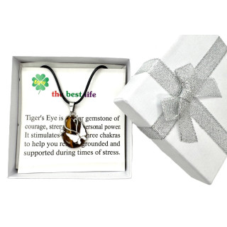 Butterfly Gemstone Pendant Necklace - Tiger Eye