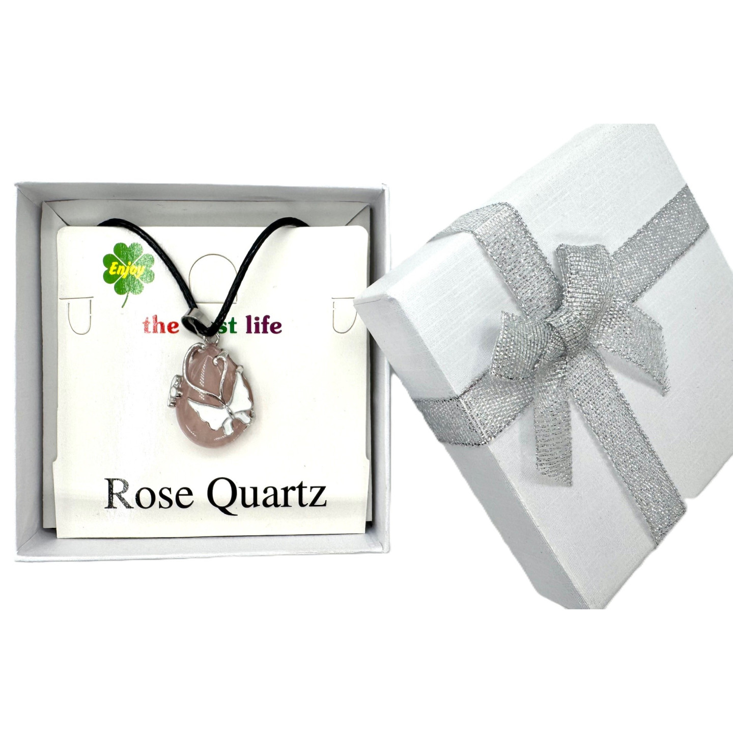 Butterfly Gemstone Pendant Necklace - Rose Quartz