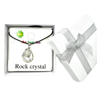 Butterfly Gemstone Pendant Necklace - Rock Crystal
