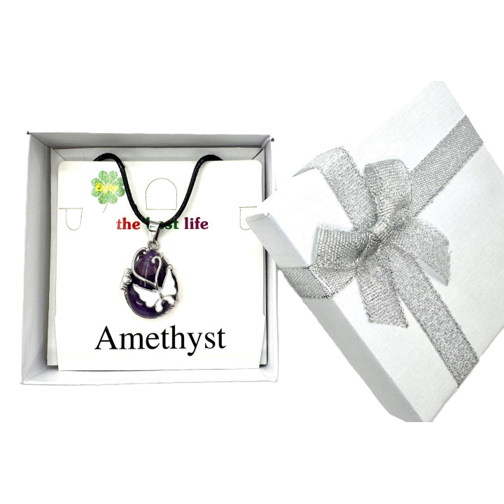 Butterfly Gemstone Pendant Necklace - Amethyst