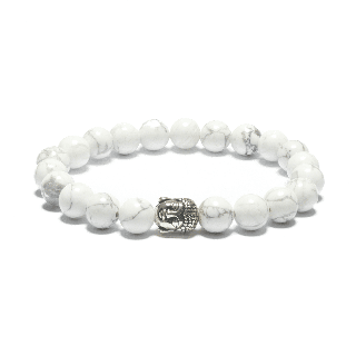 8mm Buddha Bracelet without Box - White Howlite