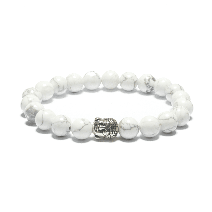 8mm Buddha Bracelet without Box - White Howlite