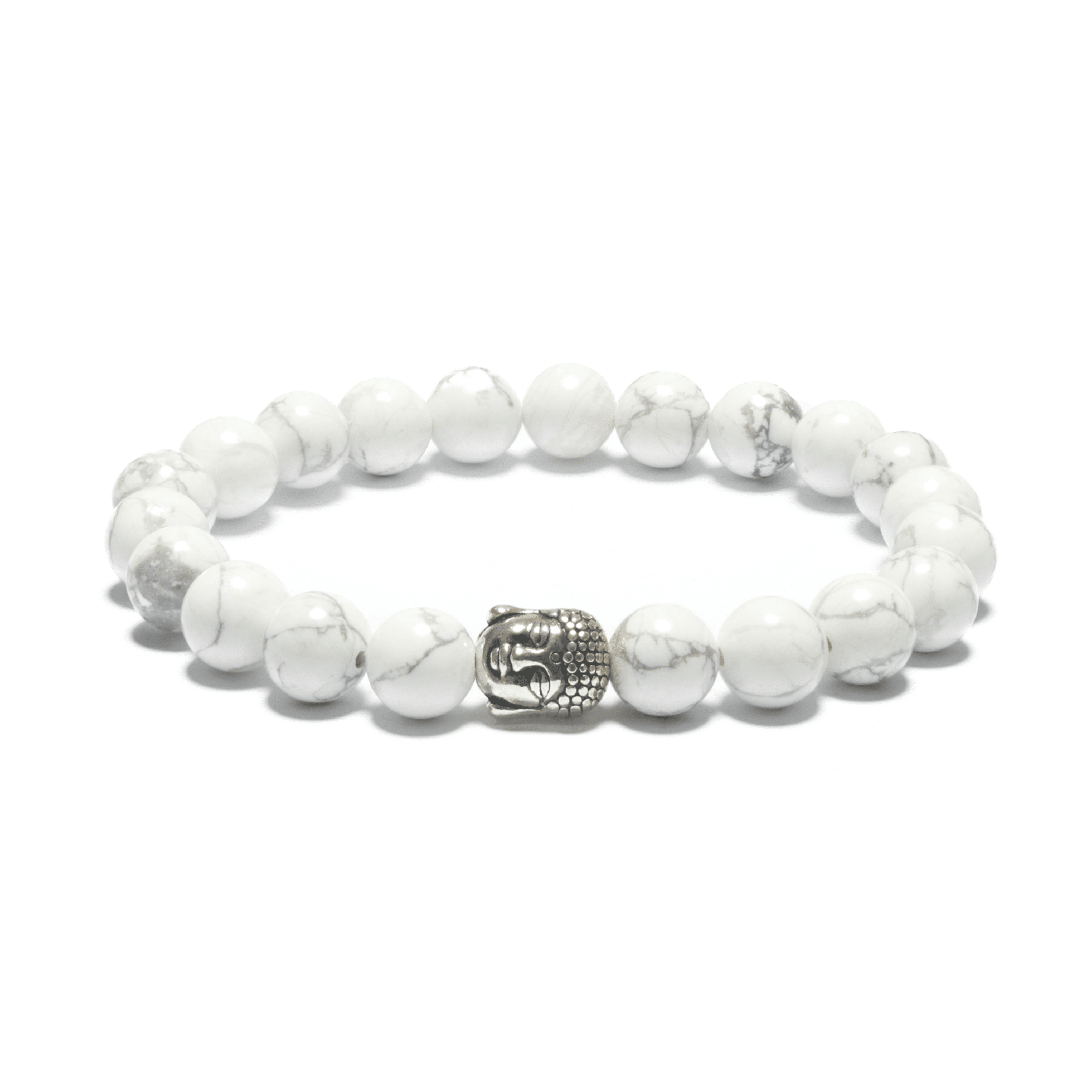 8mm Buddha Bracelet without Box - White Howlite