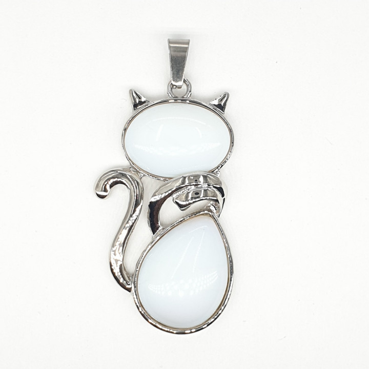 Opal Gemstone Cat Pendant