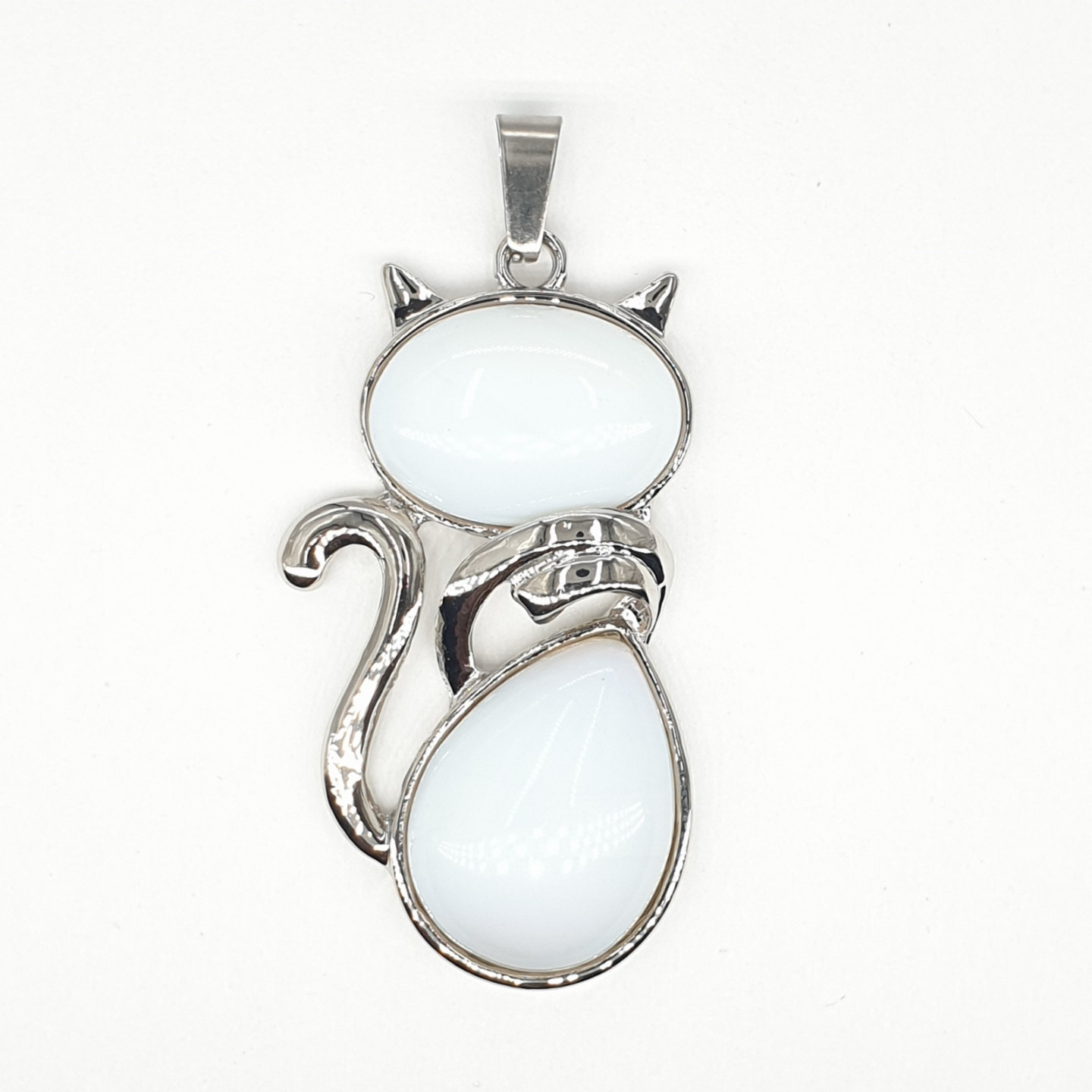 Opal Gemstone Cat Pendant