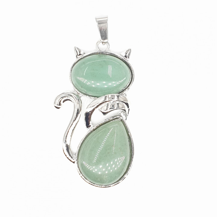 Aventurine Gemstone Cat Pendant