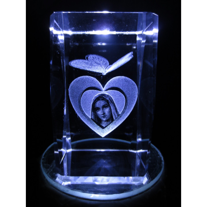 3D Crystal Laser Engraved Block – Maria in a Heart