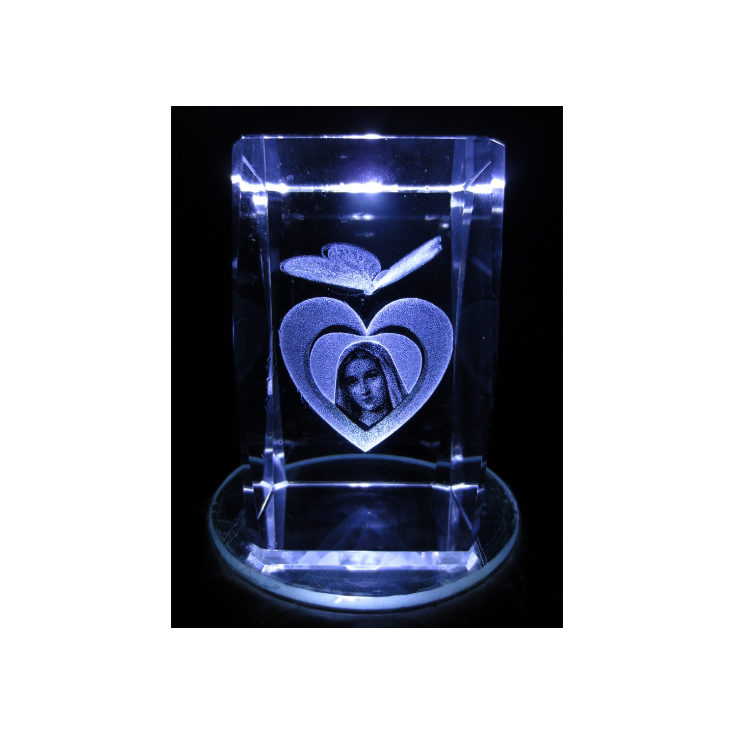 3D Crystal Laser Engraved Block – Maria in a Heart