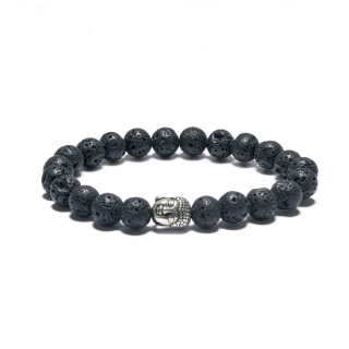 8mm Buddha Bracelet without Box - Lava Stone