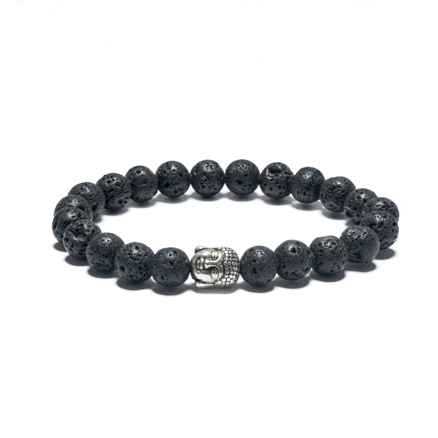 8mm Buddha Bracelet without Box - Lava Stone