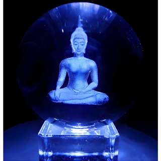 Crystal Laser Ball Thai Buddha 8cm