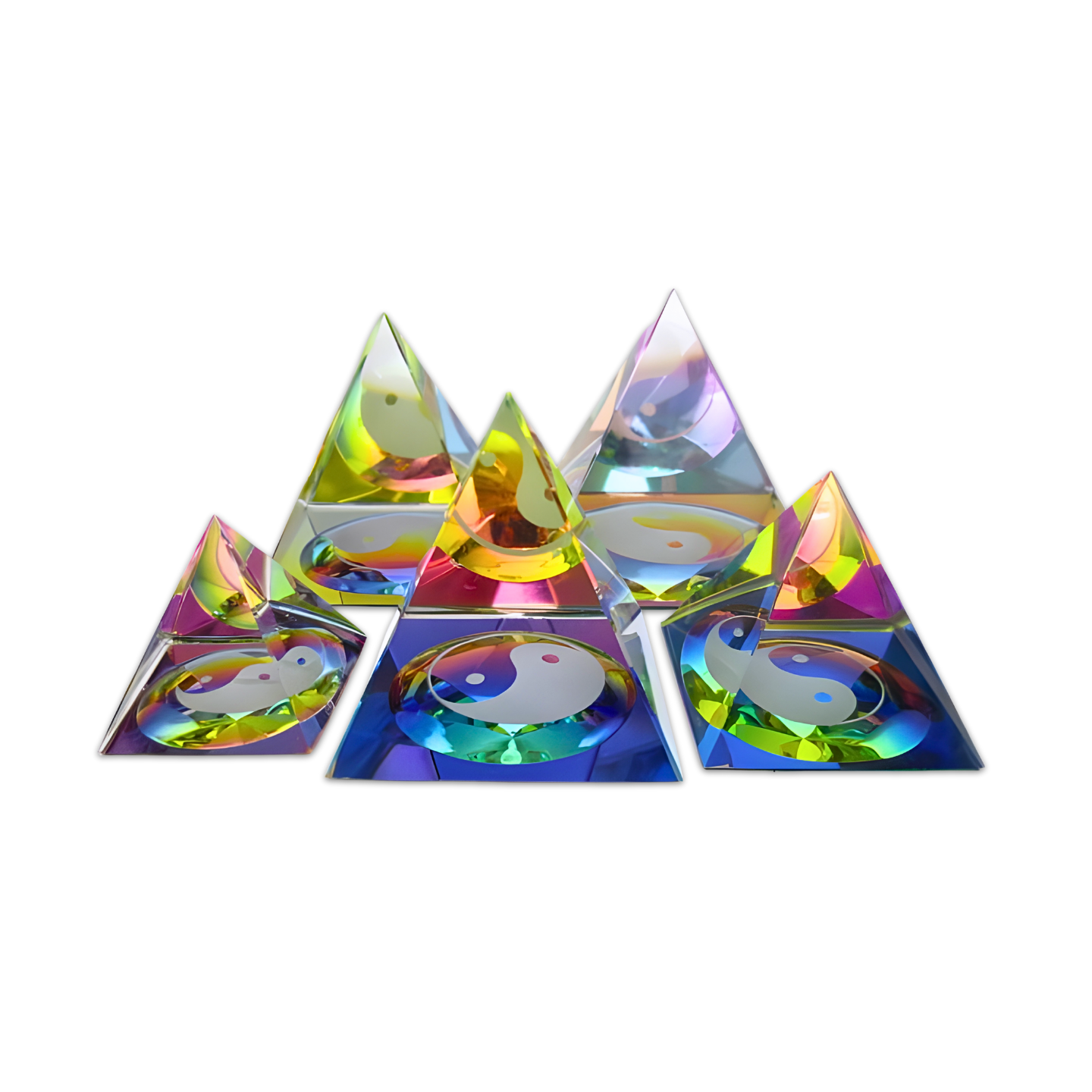 Crystal Pyramid Yin Yang Colored 7 × 7 cm