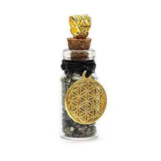 Fiole cadeau avec pyrite et fleur de vie | Pieralune